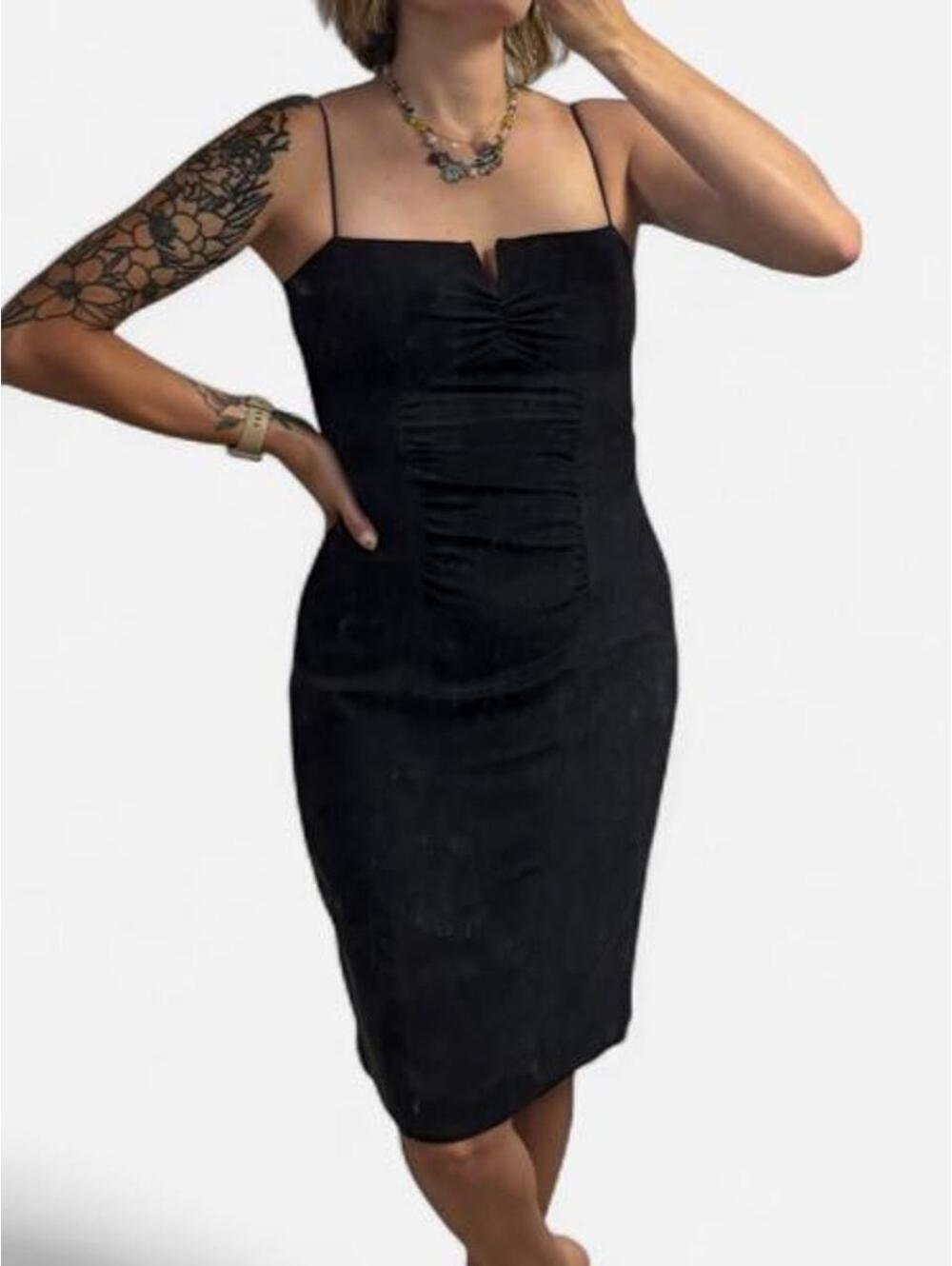 Nicole Miller Black Silk Slip Midi Dress